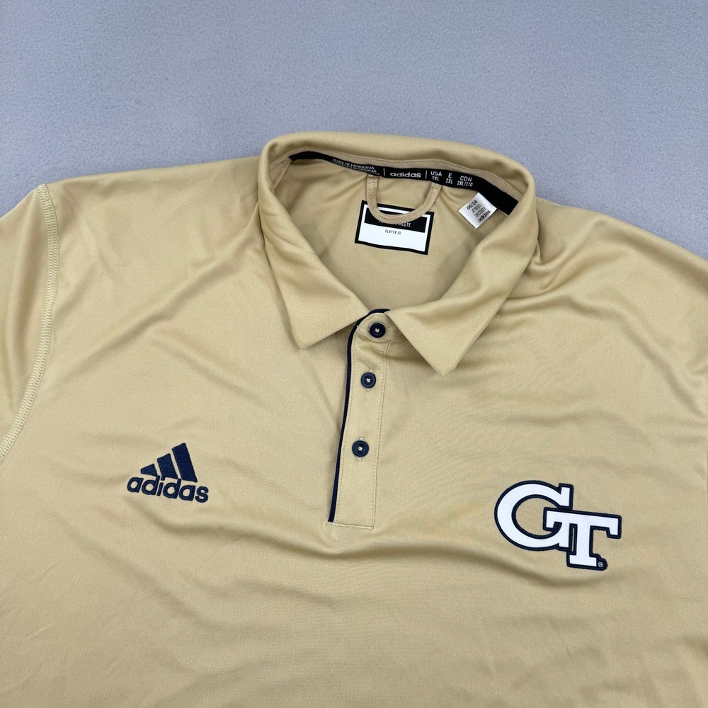 Adidas Georgia Tech Yellow Jackets NCAA Golf Coaches Polo Shirt Mens 2XL Gold